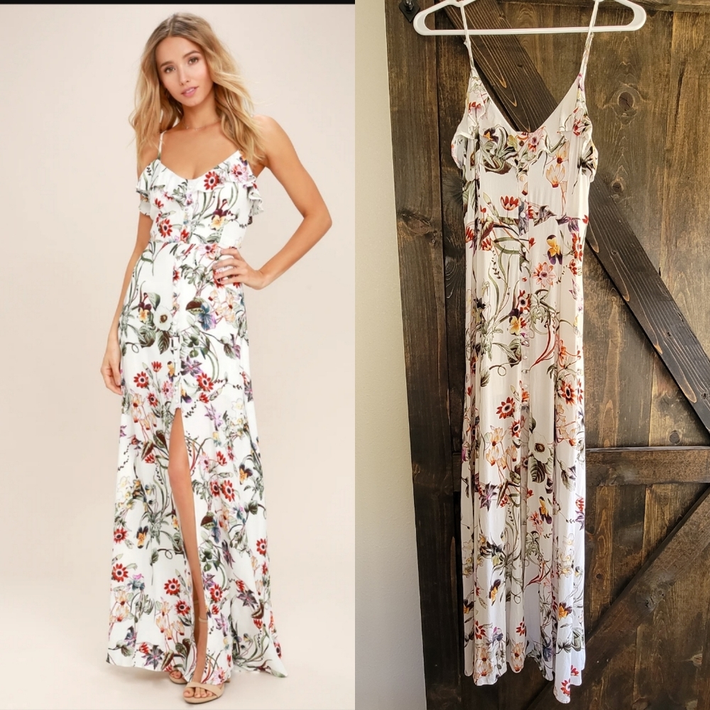 Bloom on Ivory Floral Print Maxi Dress